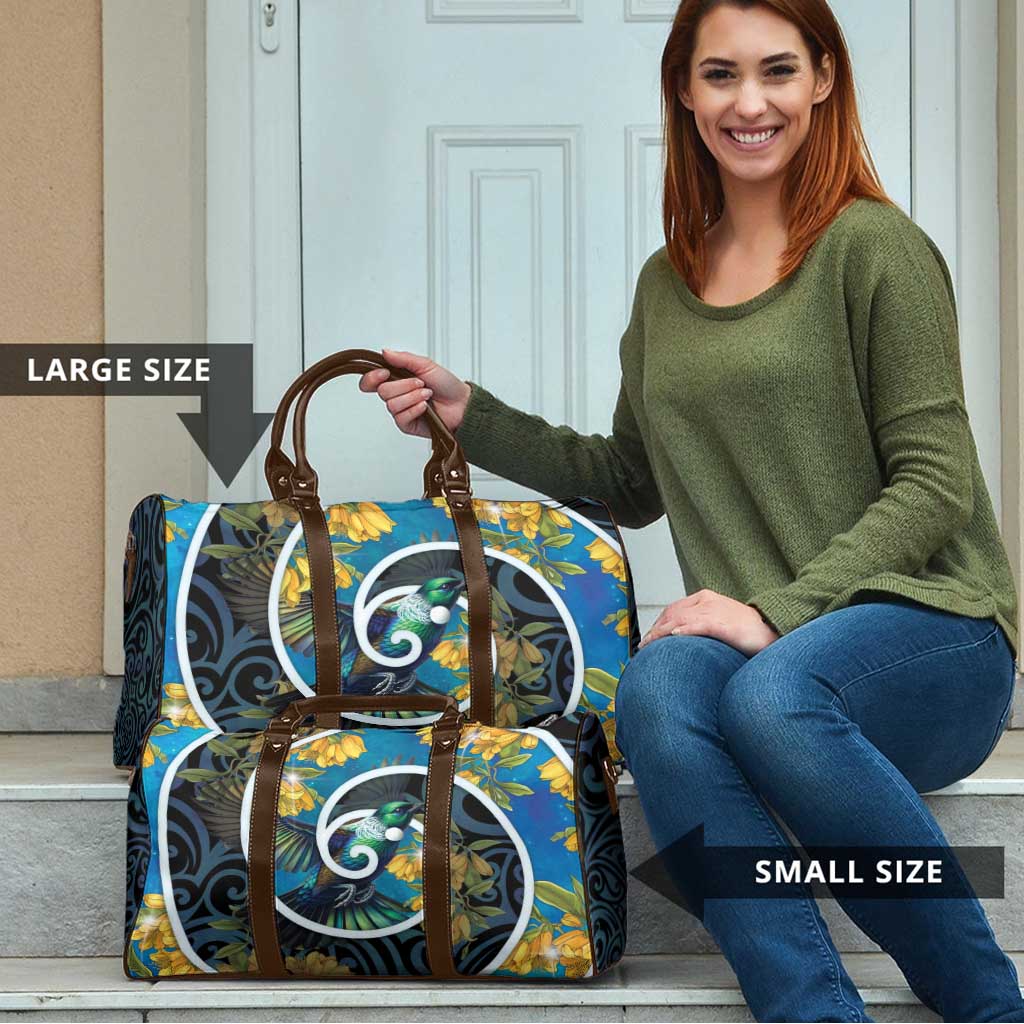 New Zealand Tui Bird Travel Bag Maori Koru With Kowhai Flowers