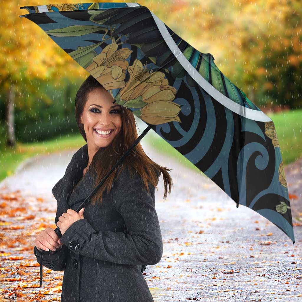 New Zealand Tui Bird Umbrella Maori Koru With Kowhai Flowers