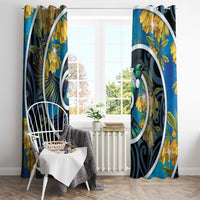 New Zealand Tui Bird Window Curtain Maori Koru With Kowhai Flowers