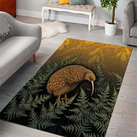 New Zealand Kiwi Bird Area Rug Silver Fern Mix Maori Pattern