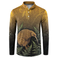 New Zealand Kiwi Bird Button Sweatshirt Silver Fern Mix Maori Pattern