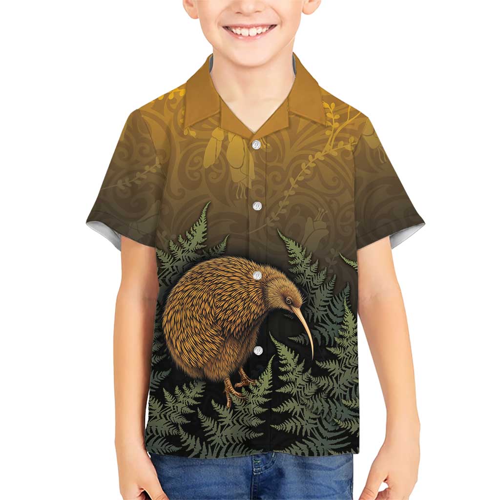 New Zealand Kiwi Bird Family Matching Mermaid Dress and Hawaiian Shirt Silver Fern Mix Maori Pattern