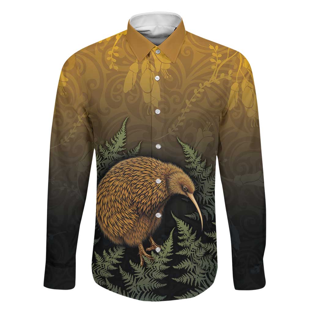 New Zealand Kiwi Bird Family Matching Off Shoulder Maxi Dress and Hawaiian Shirt Silver Fern Mix Maori Pattern