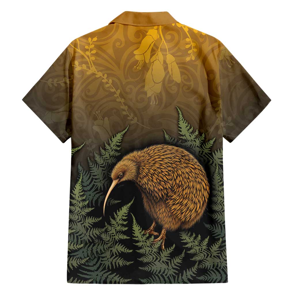New Zealand Kiwi Bird Family Matching Off Shoulder Short Dress and Hawaiian Shirt Silver Fern Mix Maori Pattern