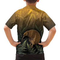 New Zealand Kiwi Bird Family Matching Puletasi and Hawaiian Shirt Silver Fern Mix Maori Pattern