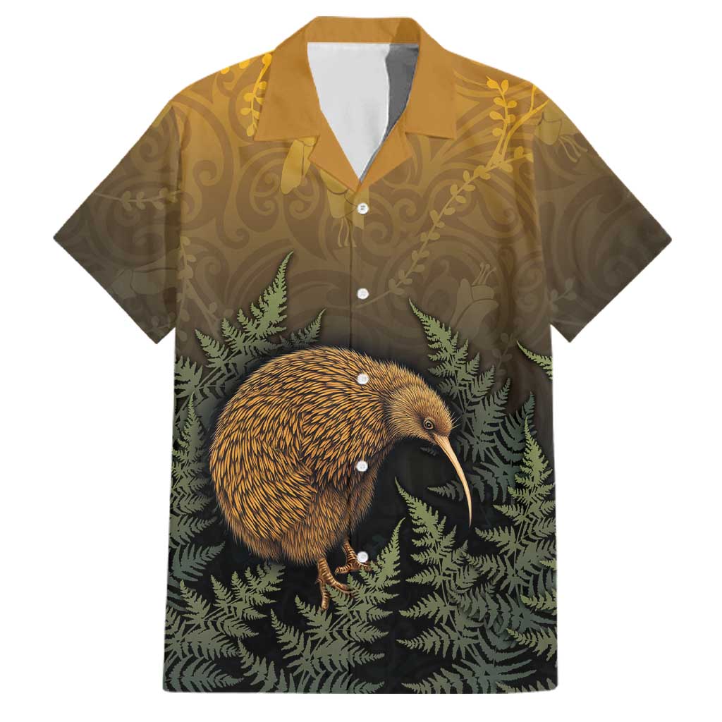 New Zealand Kiwi Bird Family Matching Short Sleeve Bodycon Dress and Hawaiian Shirt Silver Fern Mix Maori Pattern