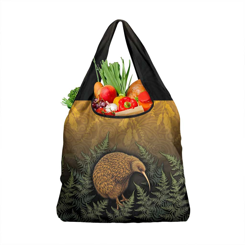 New Zealand Kiwi Bird Grocery Bag Silver Fern Mix Maori Pattern