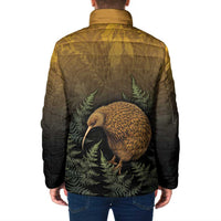 New Zealand Kiwi Bird Padded Jacket Silver Fern Mix Maori Pattern