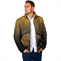 New Zealand Kiwi Bird Padded Jacket Silver Fern Mix Maori Pattern
