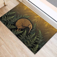 New Zealand Kiwi Bird Rubber Doormat Silver Fern Mix Maori Pattern