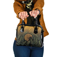 New Zealand Kiwi Bird Shoulder Handbag Silver Fern Mix Maori Pattern
