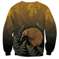 New Zealand Kiwi Bird Sweatshirt Silver Fern Mix Maori Pattern