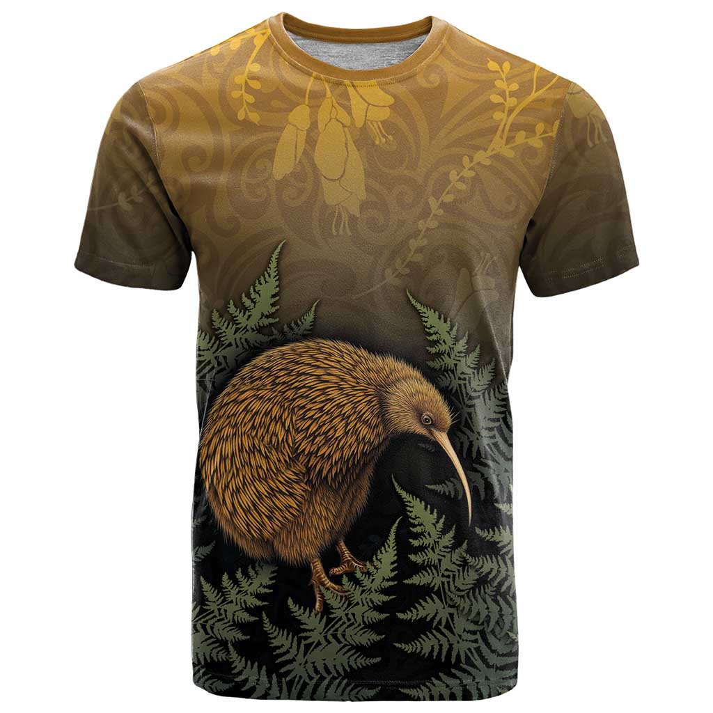New Zealand Kiwi Bird T Shirt Silver Fern Mix Maori Pattern