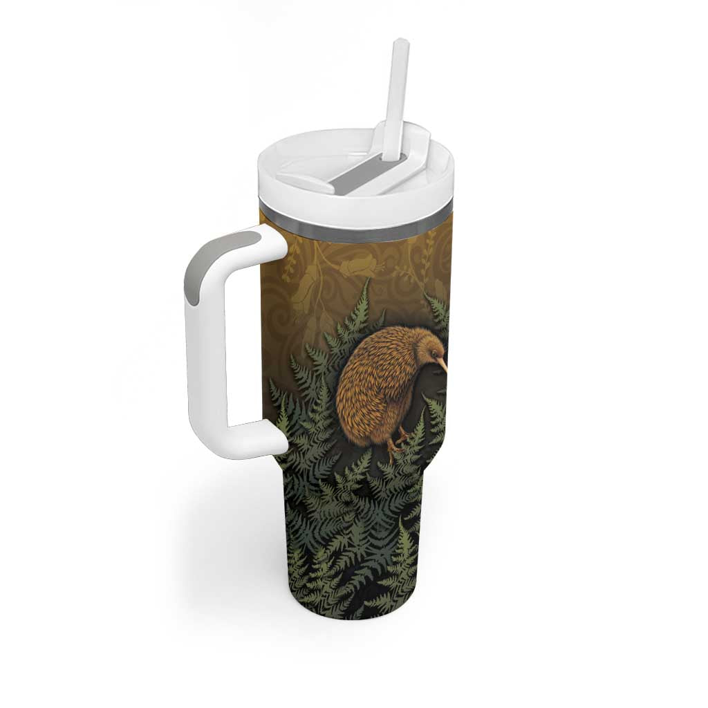New Zealand Kiwi Bird Tumbler With Handle Silver Fern Mix Maori Pattern LT05 - Polynesian Pride