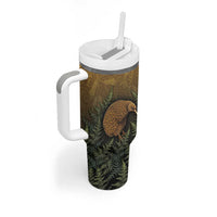 New Zealand Kiwi Bird Tumbler With Handle Silver Fern Mix Maori Pattern LT05 - Polynesian Pride