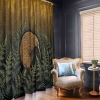 New Zealand Kiwi Bird Window Curtain Silver Fern Mix Maori Pattern
