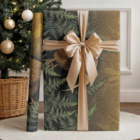 New Zealand Kiwi Bird Wrapping Paper Silver Fern Mix Maori Pattern