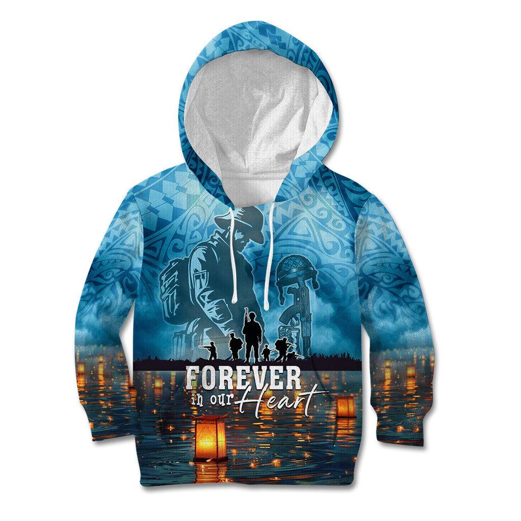 Hawaii Memorial Day Lantern Floating Kid Hoodie Always In Our Hearts LT05 Hoodie Blue - Polynesian Pride