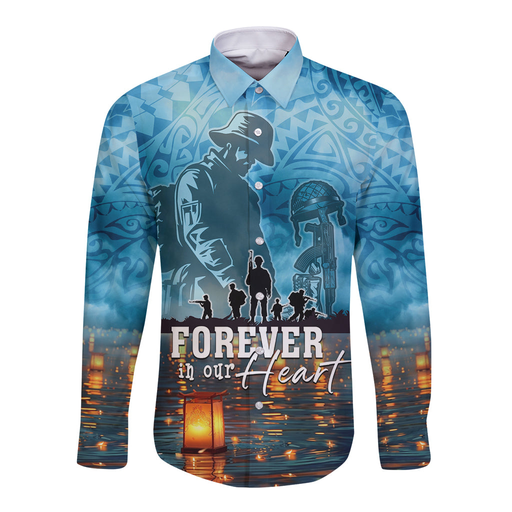 Hawaii Memorial Day Lantern Floating Long Sleeve Button Shirt Always In Our Hearts LT05 Unisex Blue - Polynesian Pride