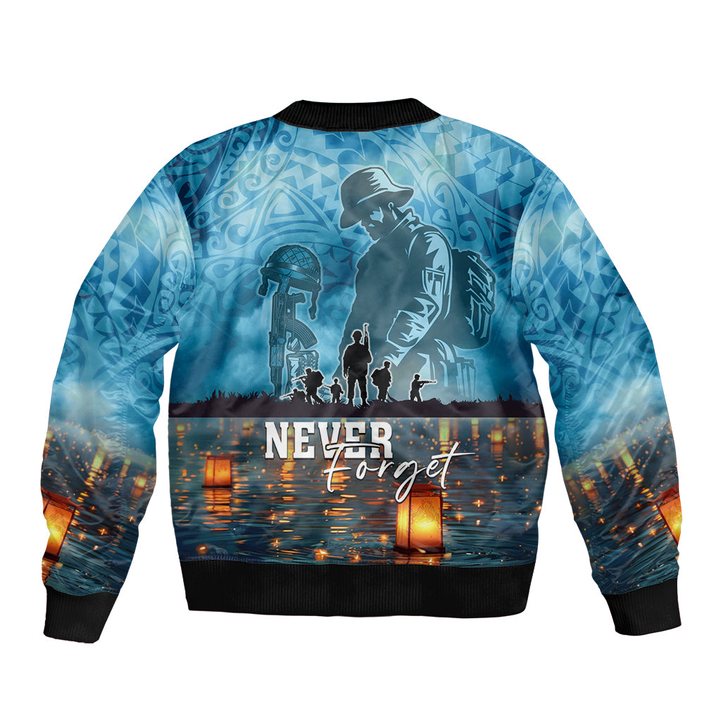 Hawaii Memorial Day Lantern Floating Sleeve Zip Bomber Jacket Always In Our Hearts