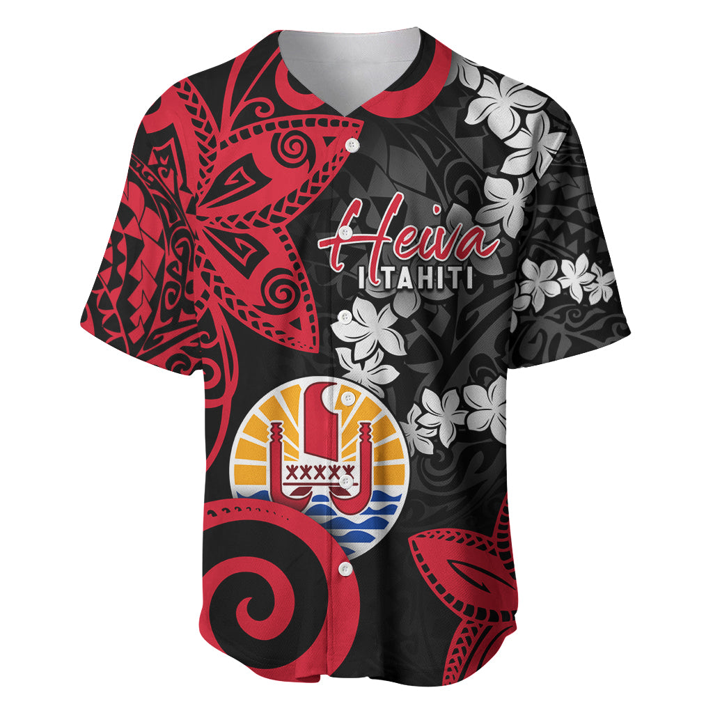 Tahiti Heiva Festival Baseball Jersey Floral Pattern With Coat Of Arms