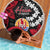 Tahiti Heiva Festival Beach Blanket Floral Pattern With Coat Of Arms