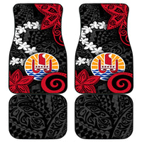 Tahiti Heiva Festival Car Mats Floral Pattern With Coat Of Arms