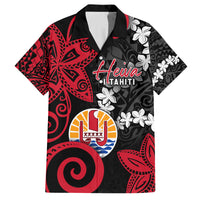 Tahiti Heiva Festival Family Matching Long Sleeve Bodycon Dress and Hawaiian Shirt Floral Pattern With Coat Of Arms