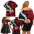 Tahiti Heiva Festival Family Matching Off Shoulder Short Dress and Hawaiian Shirt Floral Pattern With Coat Of Arms