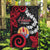 Tahiti Heiva Festival Garden Flag Floral Pattern With Coat Of Arms