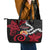 Tahiti Heiva Festival Leather Tote Bag Floral Pattern With Coat Of Arms