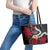 Tahiti Heiva Festival Leather Tote Bag Floral Pattern With Coat Of Arms