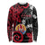 Tahiti Heiva Festival Long Sleeve Shirt Floral Pattern With Coat Of Arms