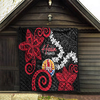 Tahiti Heiva Festival Quilt Floral Pattern With Coat Of Arms