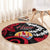 Tahiti Heiva Festival Round Carpet Floral Pattern With Coat Of Arms