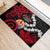 Tahiti Heiva Festival Rubber Doormat Floral Pattern With Coat Of Arms