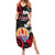 Tahiti Heiva Festival Summer Maxi Dress Floral Pattern With Coat Of Arms