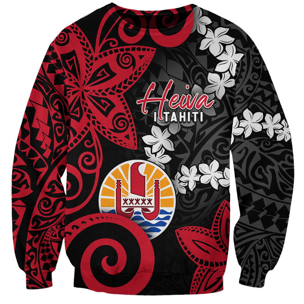 Tahiti Heiva Festival Sweatshirt Floral Pattern With Coat Of Arms