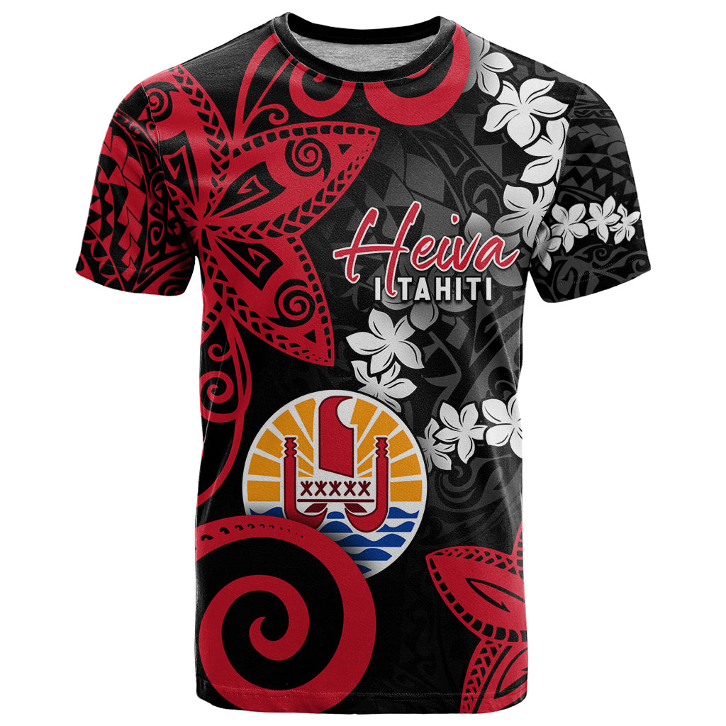 Tahiti Heiva Festival T Shirt Floral Pattern With Coat Of Arms