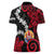 Tahiti Heiva Festival Women Polo Shirt Floral Pattern With Coat Of Arms