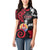 Tahiti Heiva Festival Women Polo Shirt Floral Pattern With Coat Of Arms