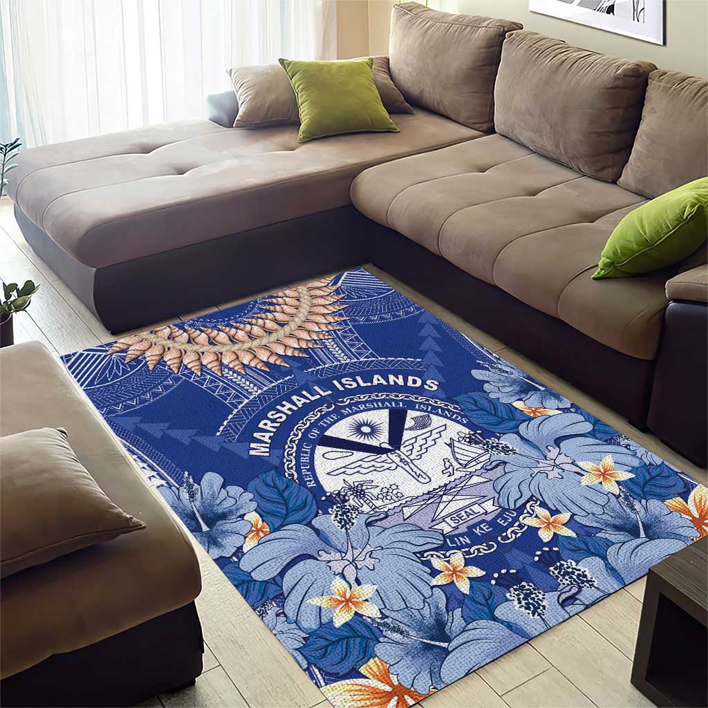 Marshall Islands Jemenei Day Area Rug Polynesian Tribal Tattoo Seashell Necklace