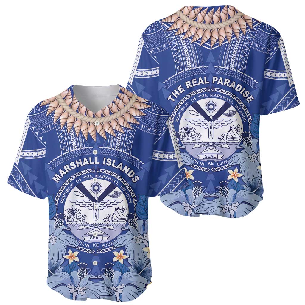 Marshall Islands Jemenei Day Baseball Jersey Polynesian Tribal Tattoo Seashell Necklace