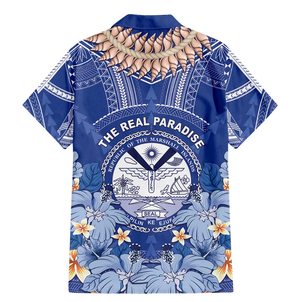 Marshall Islands Jemenei Day Family Matching Mermaid Dress and Hawaiian Shirt Polynesian Tribal Tattoo Seashell Necklace