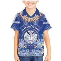 Marshall Islands Jemenei Day Family Matching Mermaid Dress and Hawaiian Shirt Polynesian Tribal Tattoo Seashell Necklace