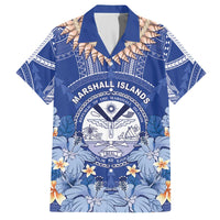 Marshall Islands Jemenei Day Family Matching Off The Shoulder Long Sleeve Dress and Hawaiian Shirt Polynesian Tribal Tattoo Seashell Necklace