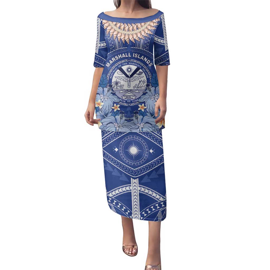 Marshall Islands Jemenei Day Family Matching Puletasi and Hawaiian Shirt Polynesian Tribal Tattoo Seashell Necklace