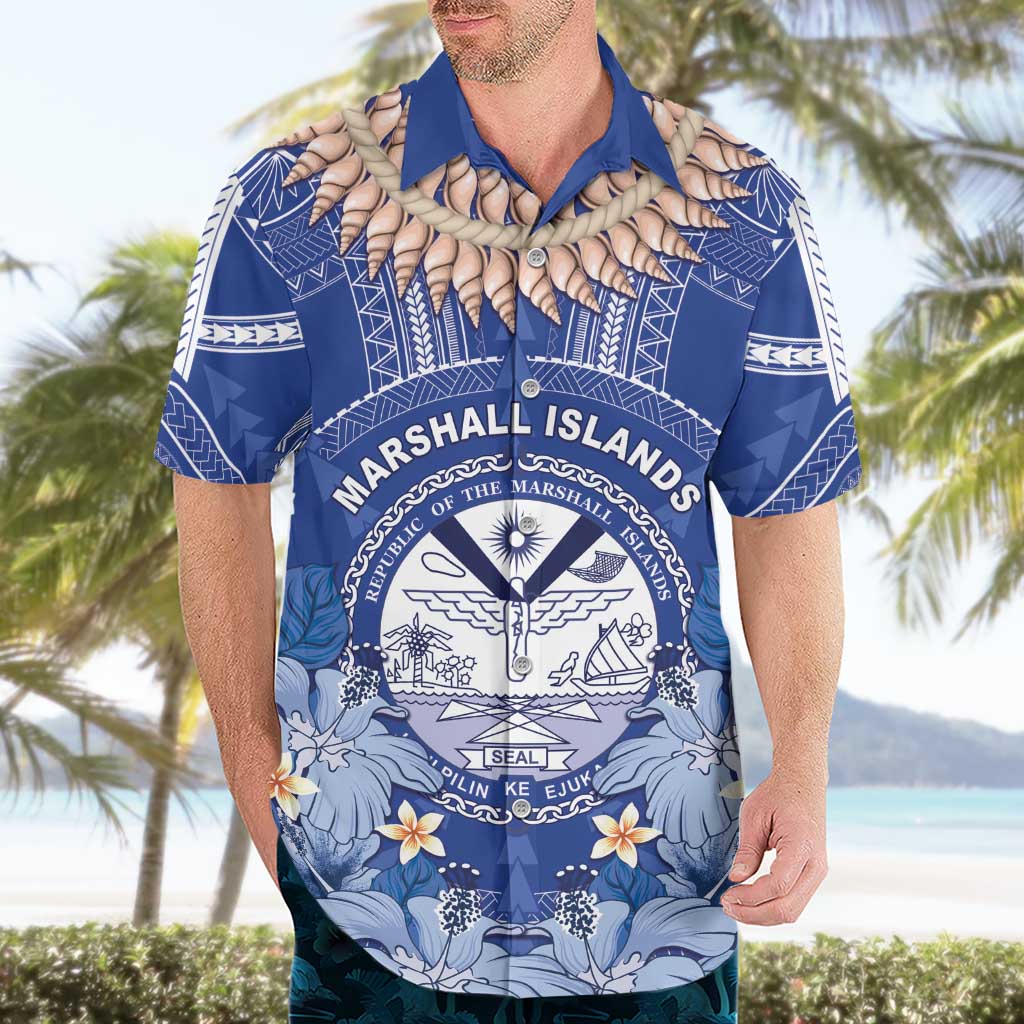 Marshall Islands Jemenei Day Hawaiian Shirt Polynesian Tribal Tattoo Seashell Necklace