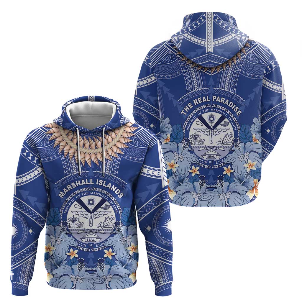 Marshall Islands Jemenei Day Hoodie Polynesian Tribal Tattoo Seashell Necklace