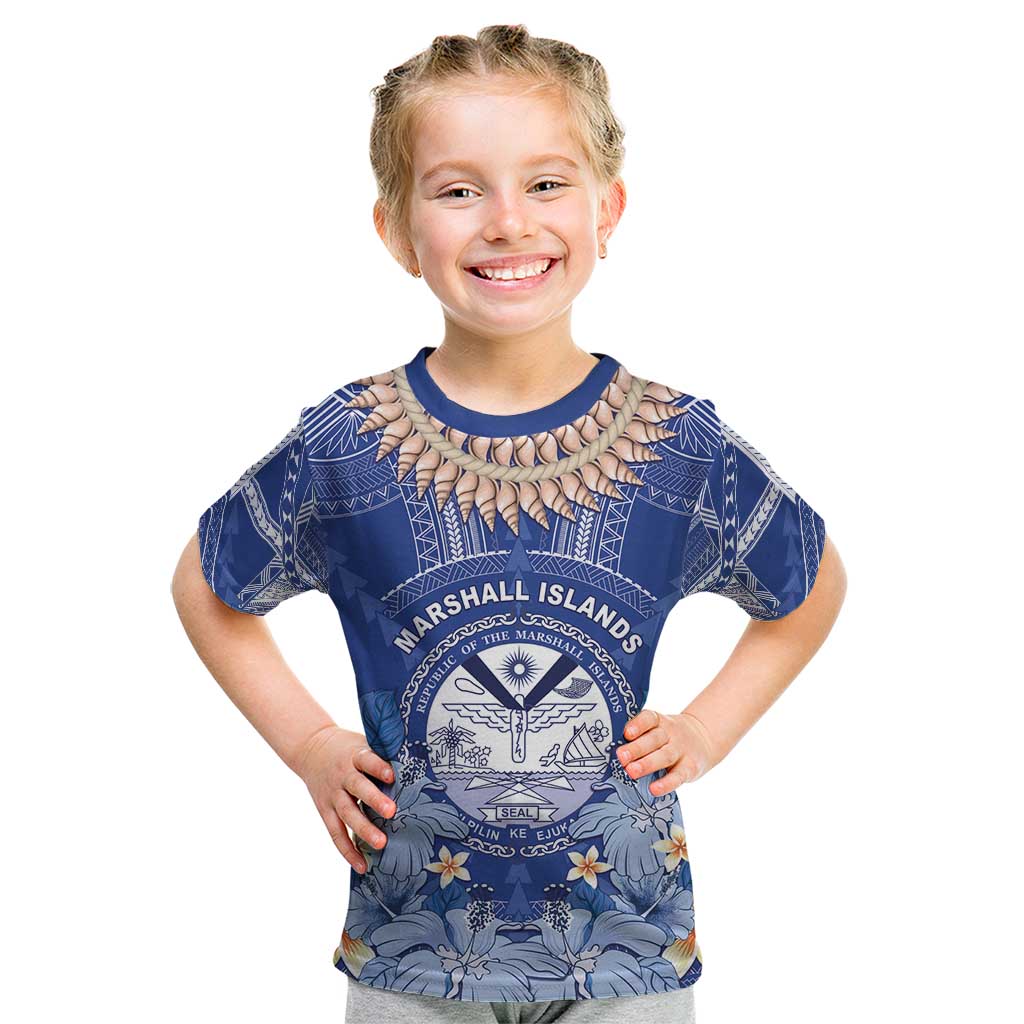Marshall Islands Jemenei Day Kid T Shirt Polynesian Tribal Tattoo Seashell Necklace